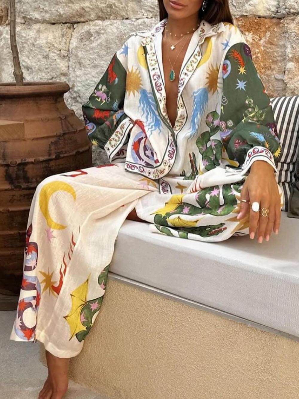 Amara | Print set with long sleeve shirt