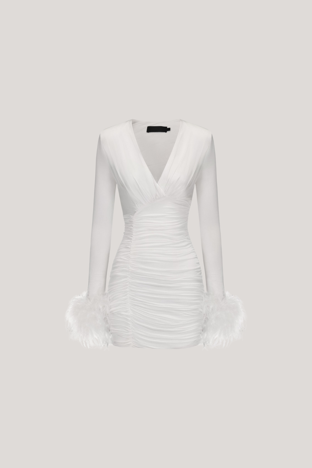 Dositheos Ruch Feather Mini Dress In White