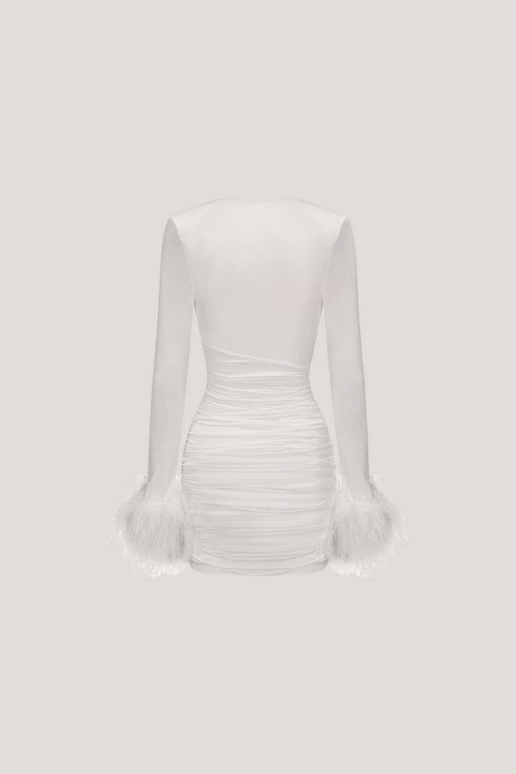 Dositheos Ruch Feather Mini Dress In White