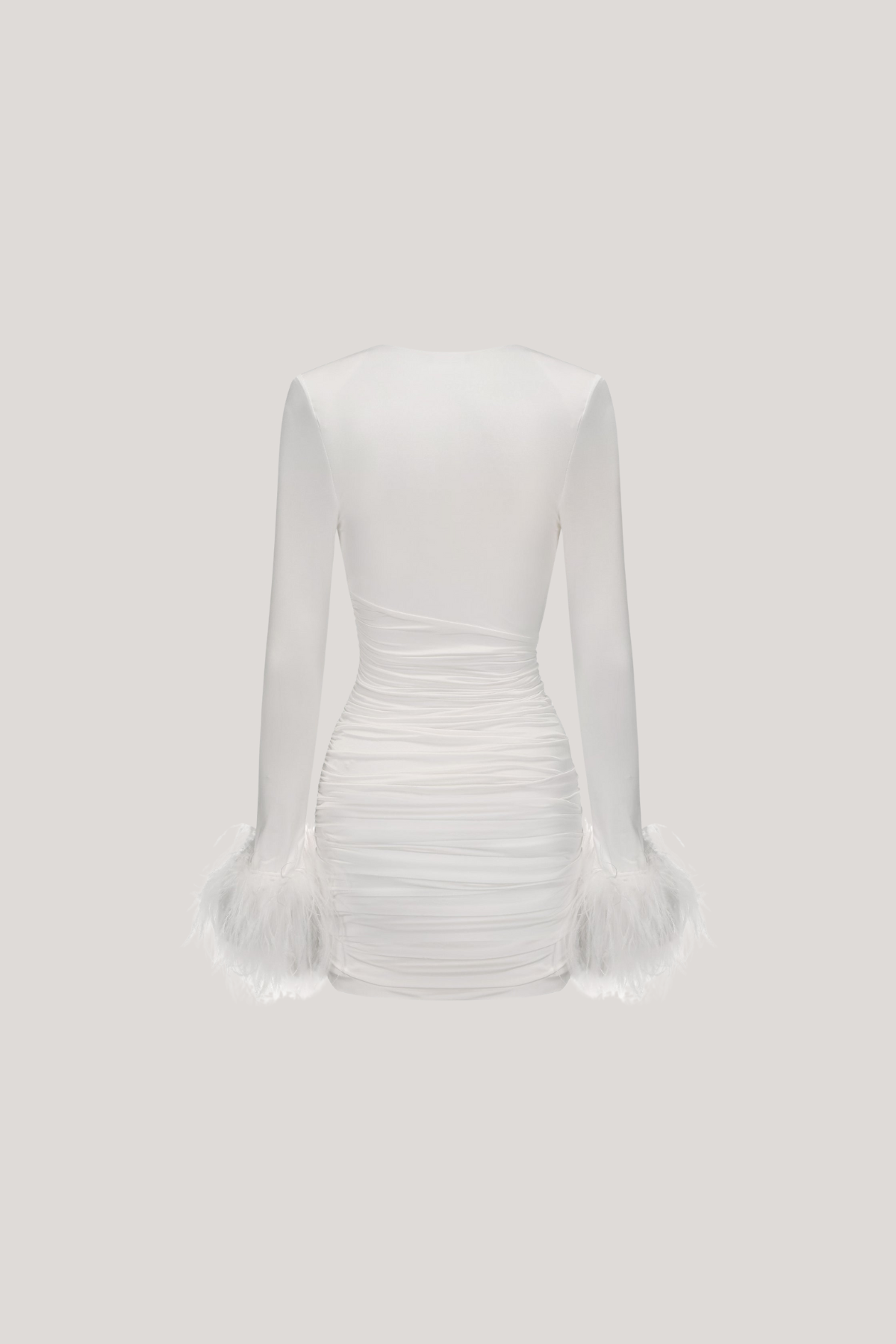 Dositheos Ruch Feather Mini Dress In White