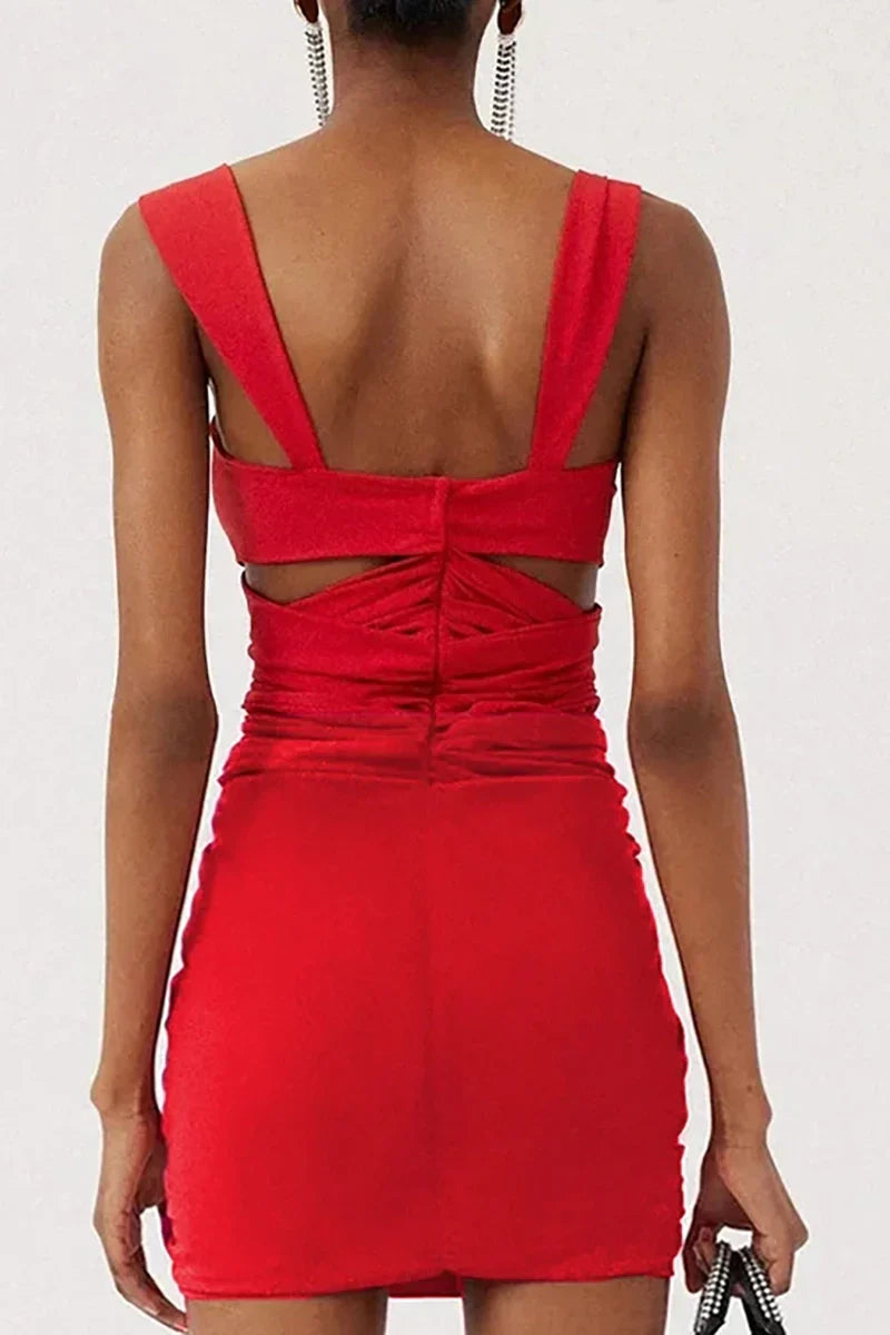 Red Cutout Floral Appliqu¨¦ Strappy Swimsuit