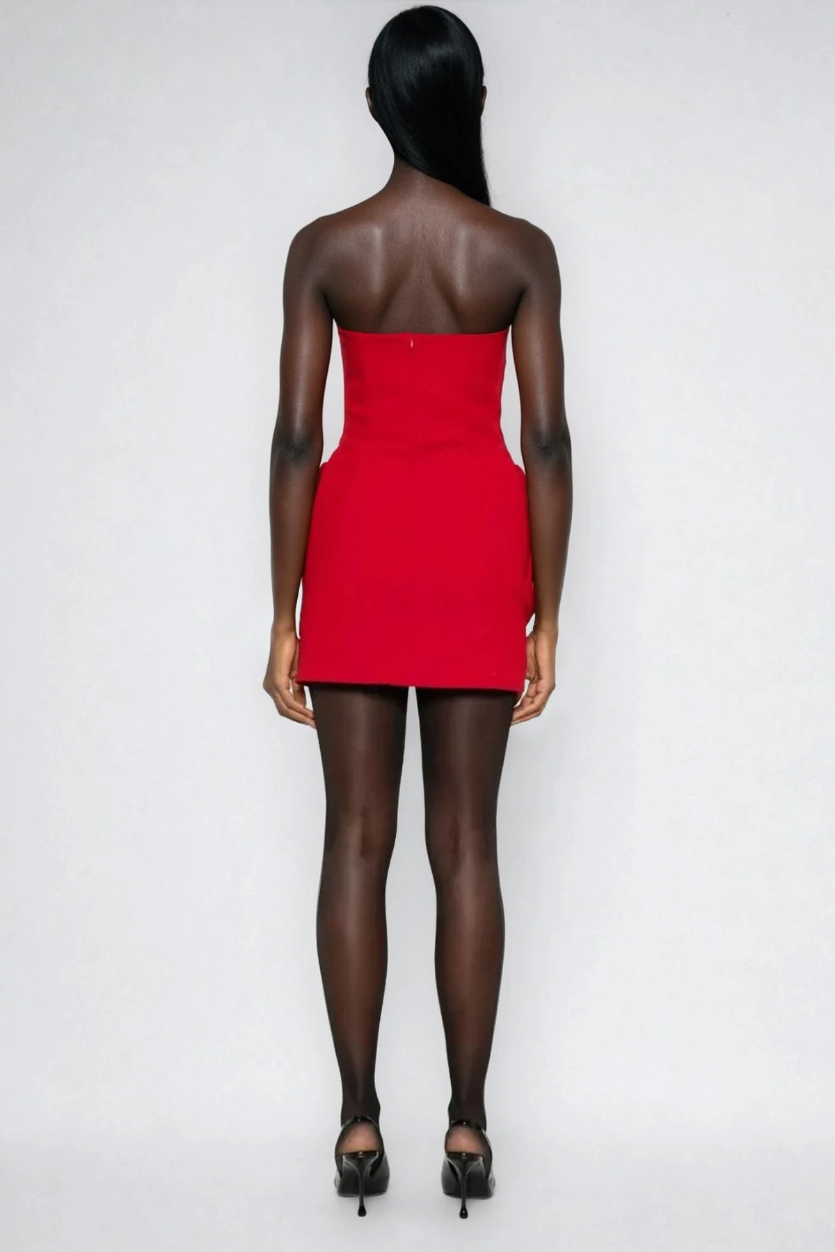 Donatas Strapless Ruch Mini Dress In Red