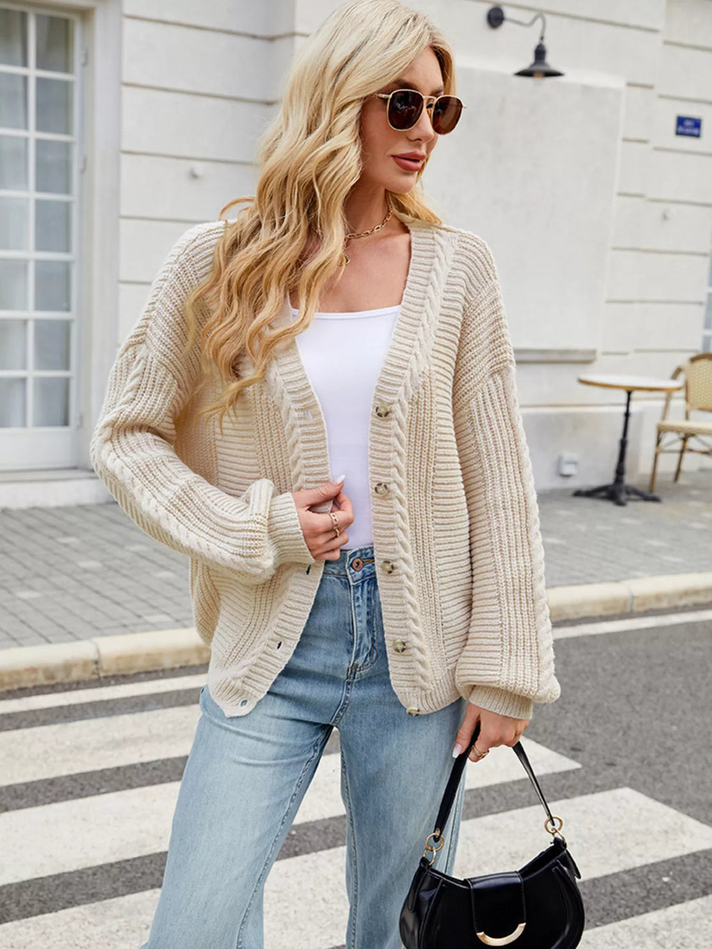 Button Up Long Sleeve Cardigan