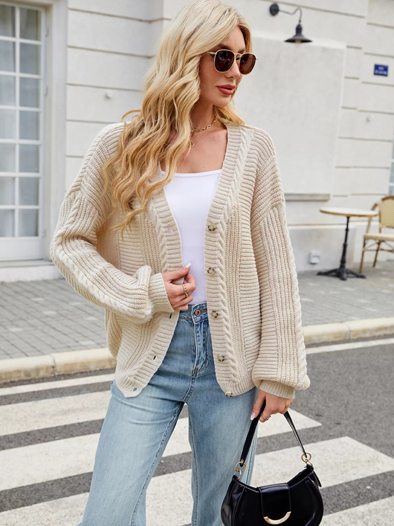Button Up Long Sleeve Cardigan