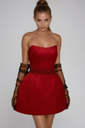Fakhriyya Strapless Rhinestone Mini Dress