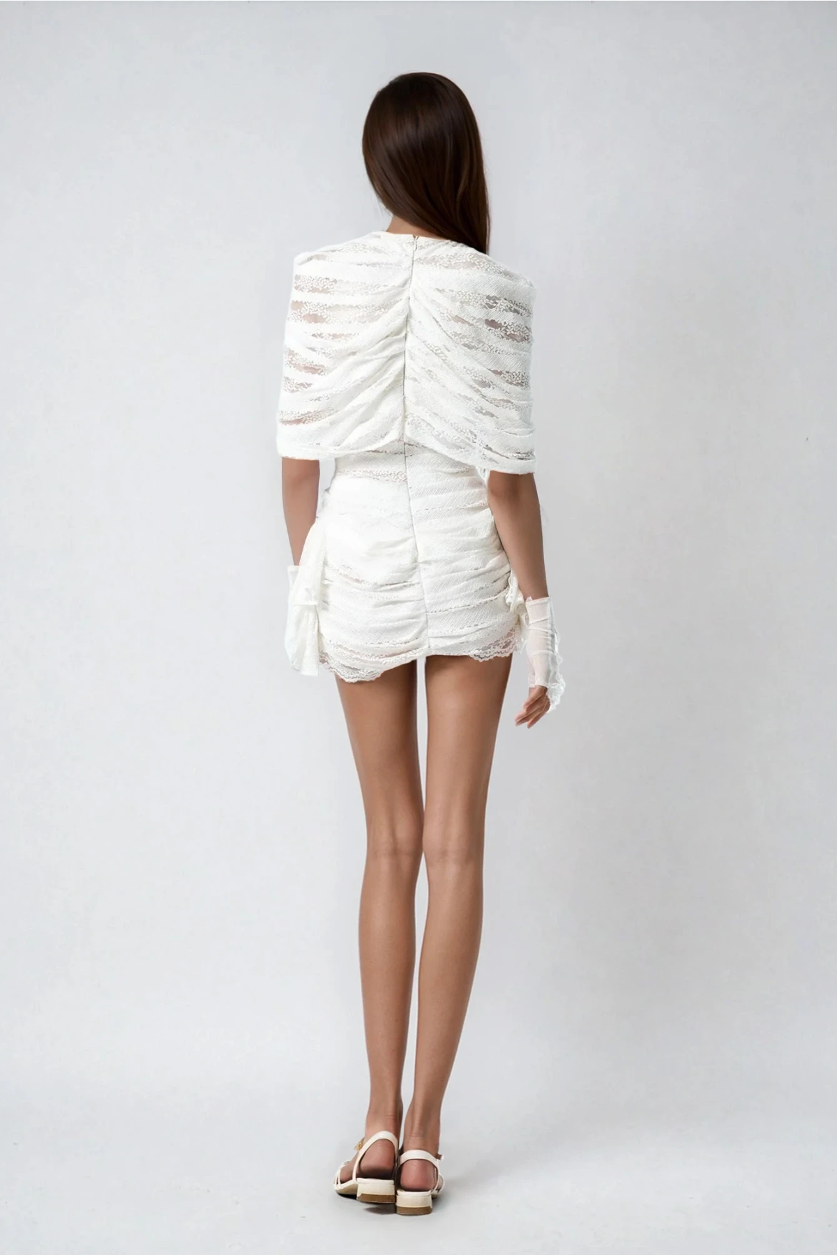 Djihan Ruch Bow Lace Mini Dress