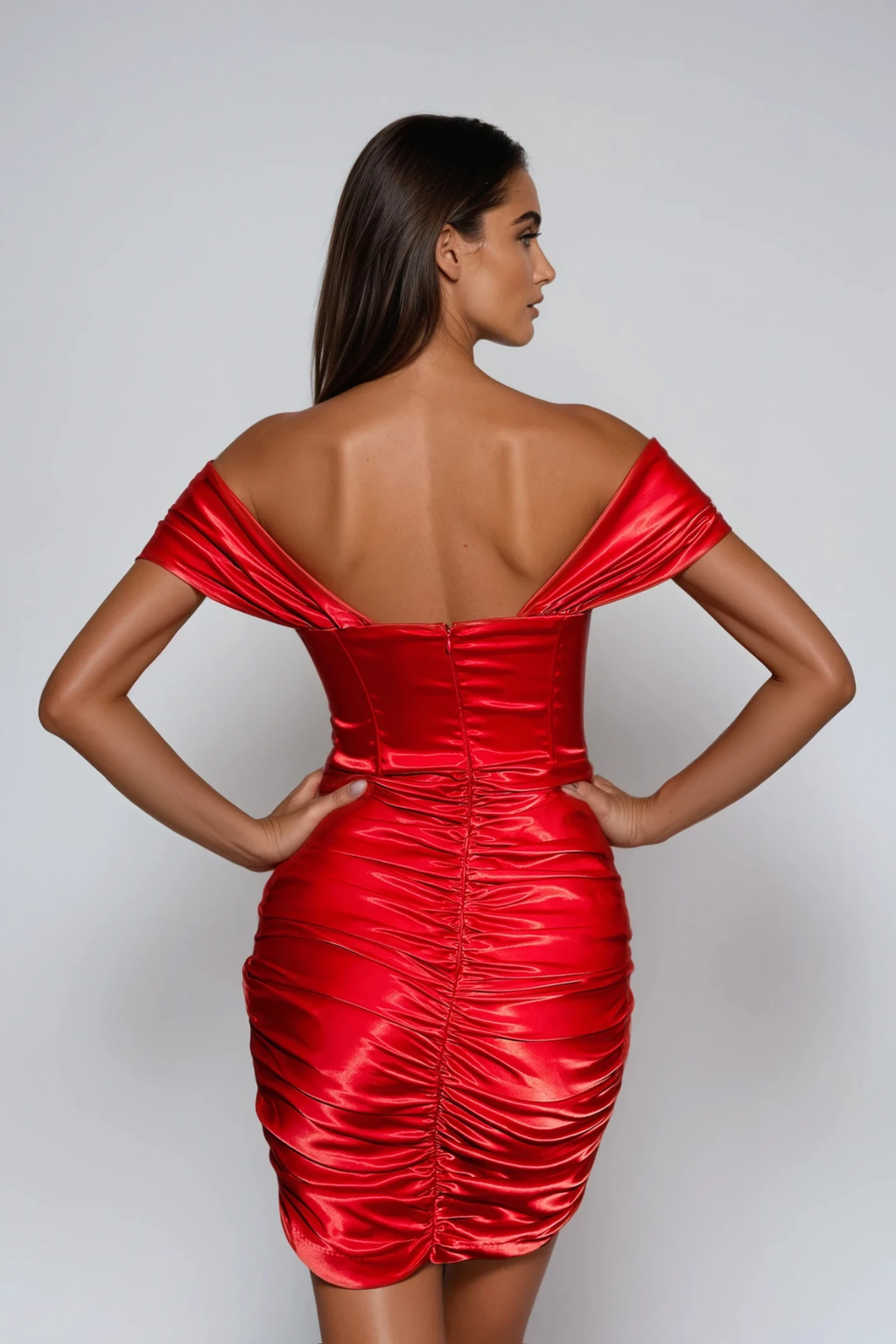 Donalda Off Shoulder Corset Mini Dress In Red