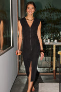 Laurel Zip Front Midi Dress