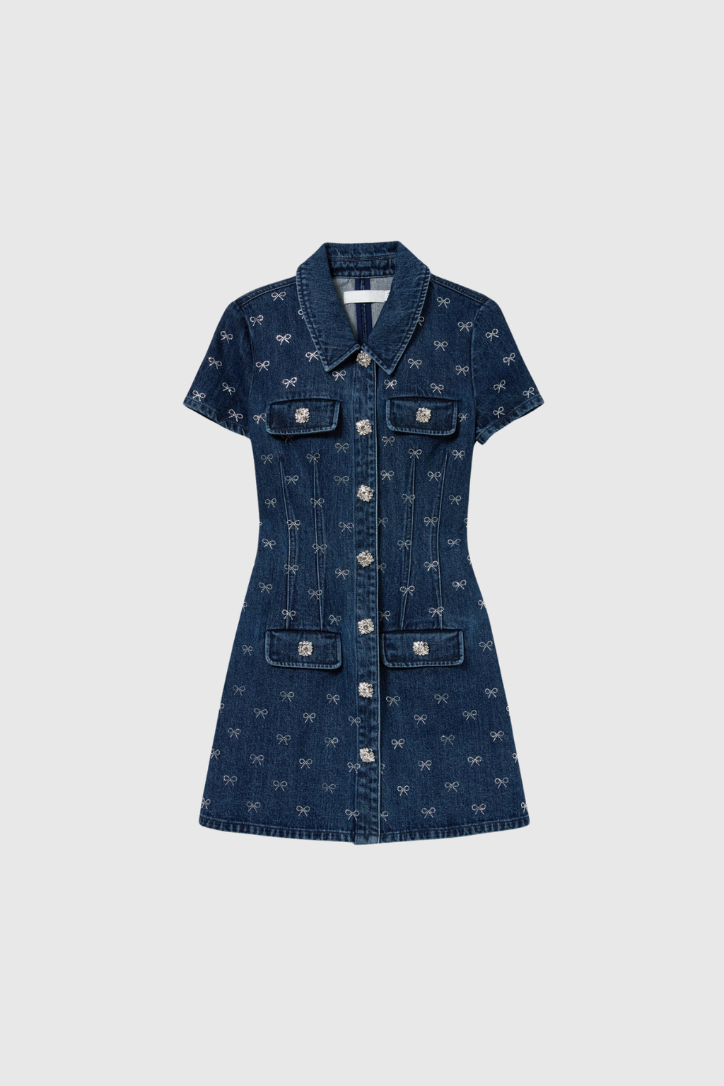 Dorotea Crystal Bow Denim Mini Dress