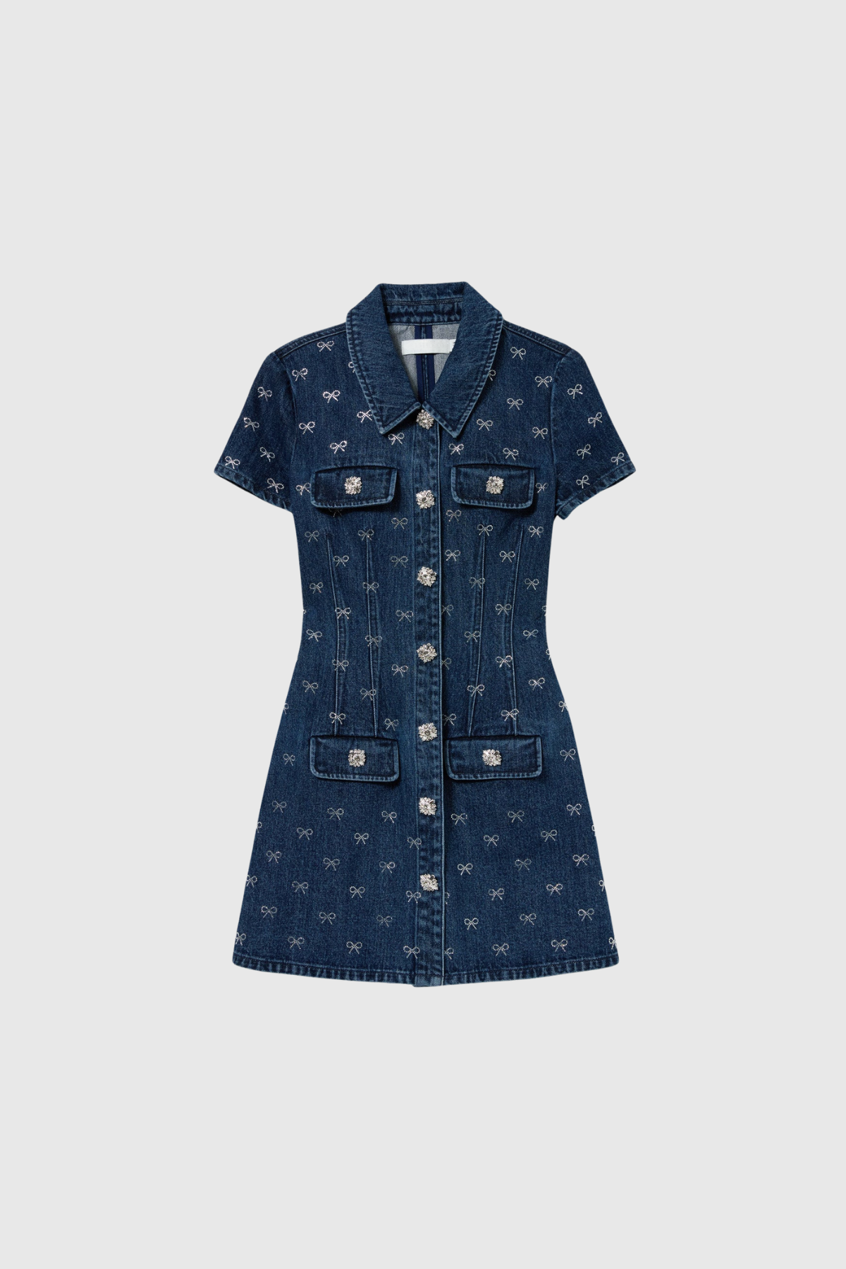 Dorotea Crystal Bow Denim Mini Dress