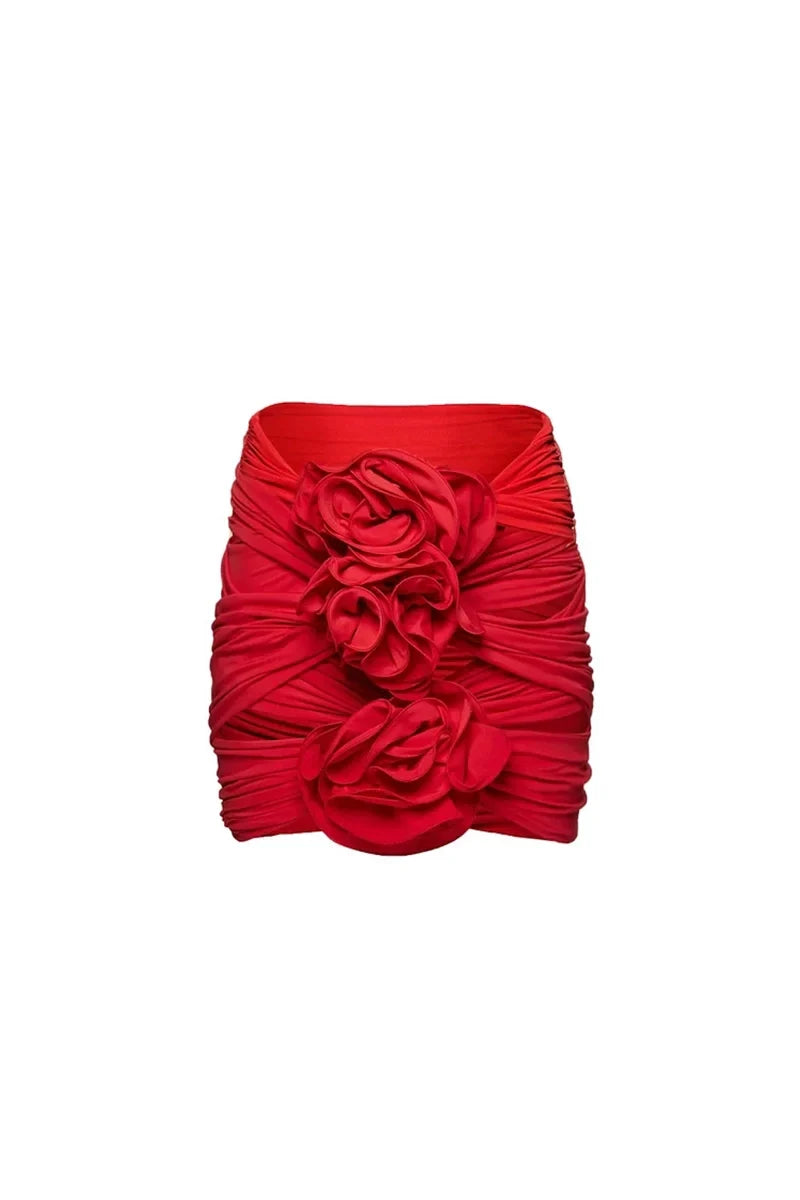 Red Cutout Floral Appliqu¨¦ Strappy Swimsuit