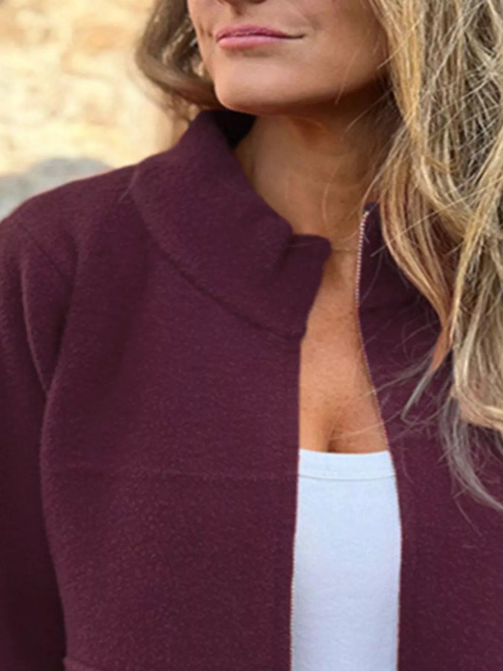 Full Size Zip-Up Long Sleeve Outerwear Plus Size