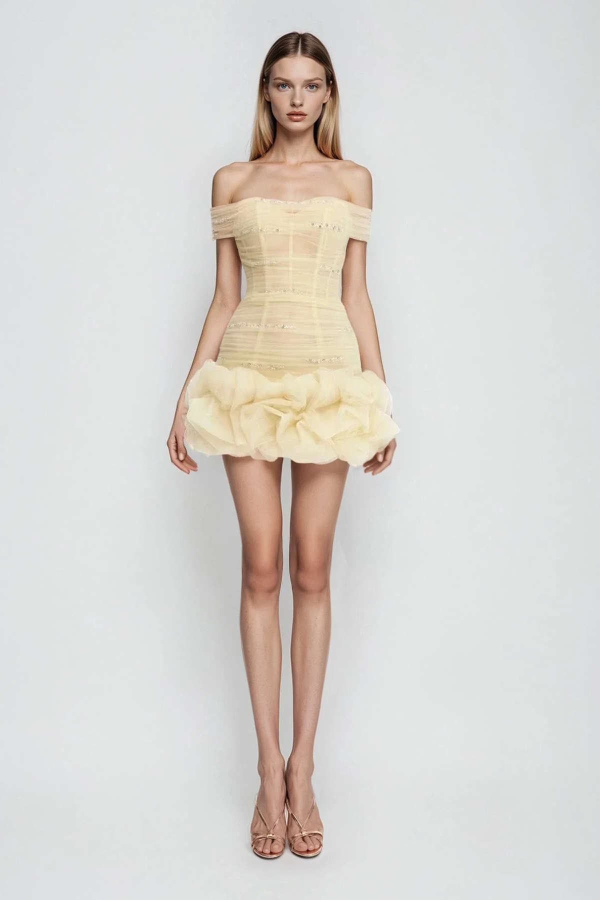 Dulcinea Off Shoulder Corset Mesh Mini Dress