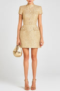 Aina Gold Tweed Mini Dress