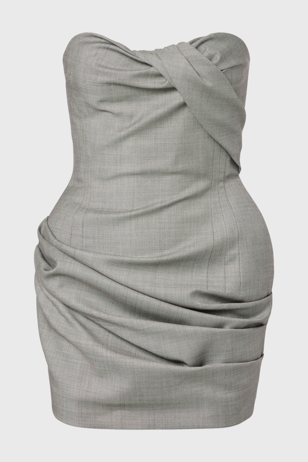 Assisi Strapless Draped Mini Dress - Grey