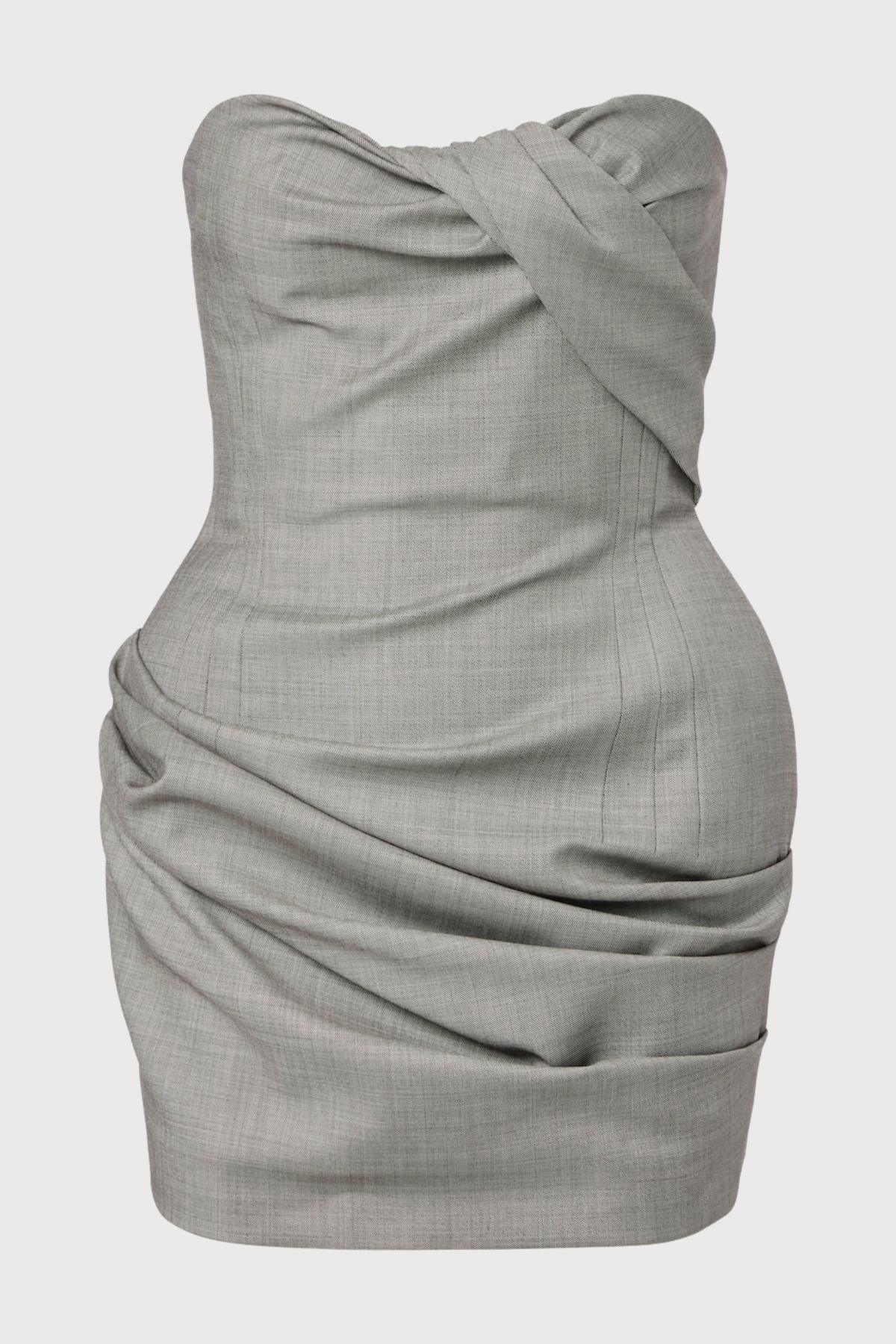 Assisi Strapless Draped Mini Dress - Grey