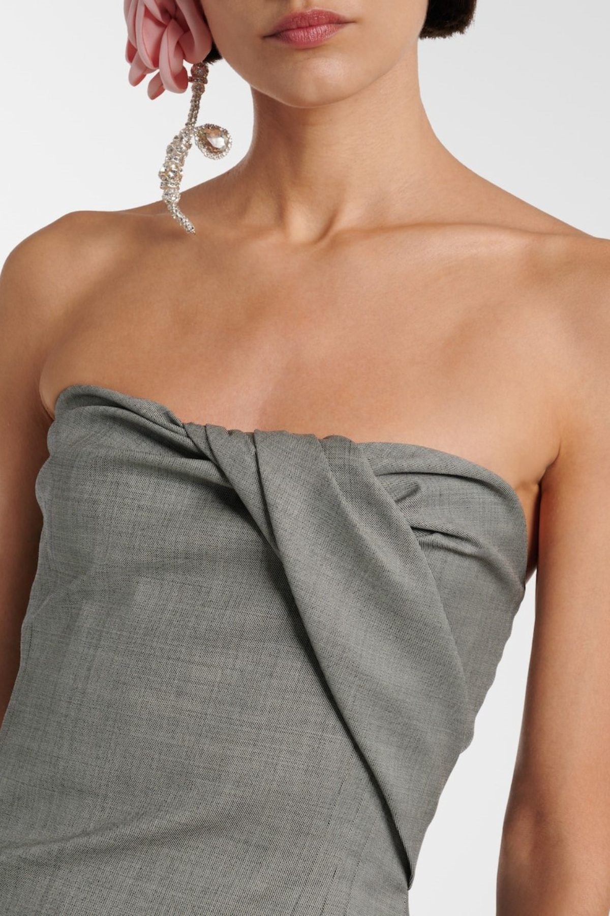 Assisi Strapless Draped Mini Dress - Grey