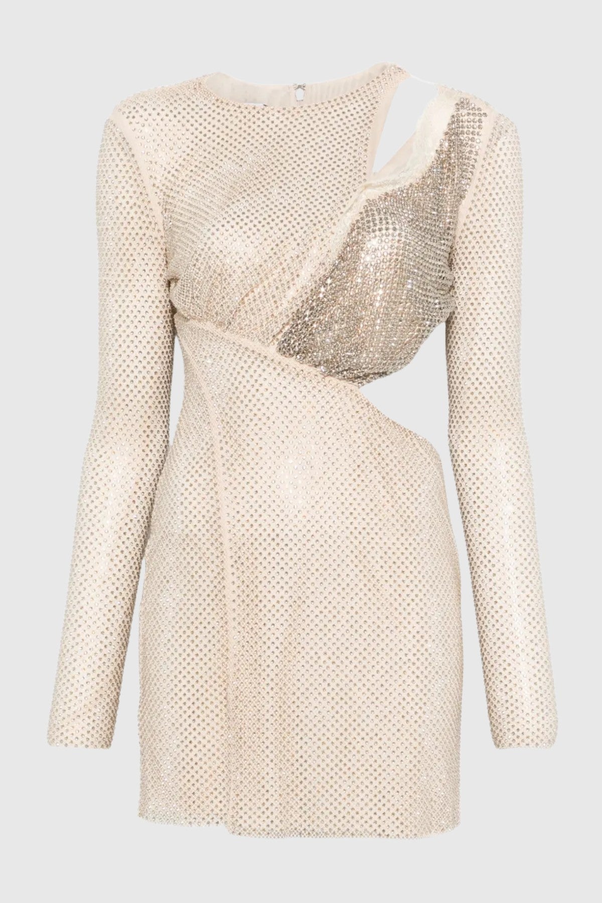 Bayara Rhinestone Lace Trim Cutout Mini Dress