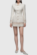 Bezka Embroidered Tweed Mini Dress