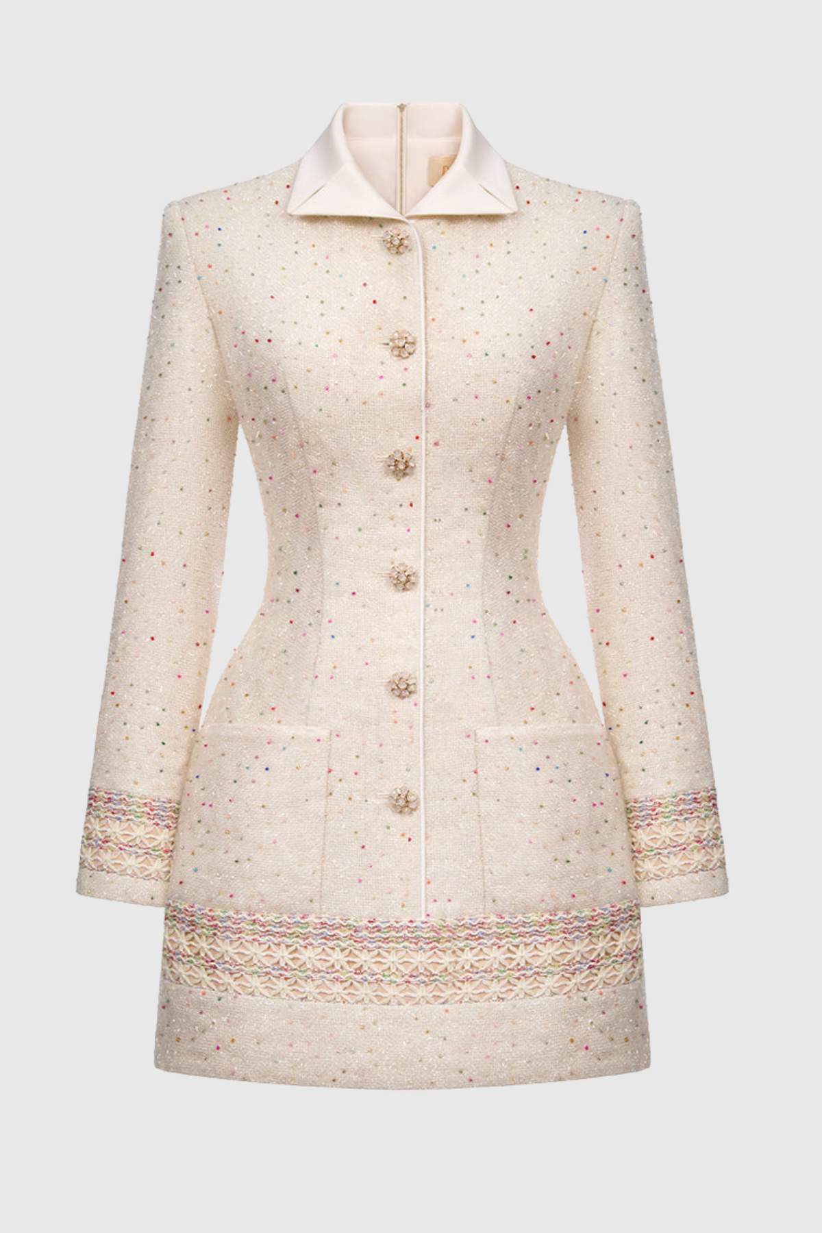 Bezka Embroidered Tweed Mini Dress