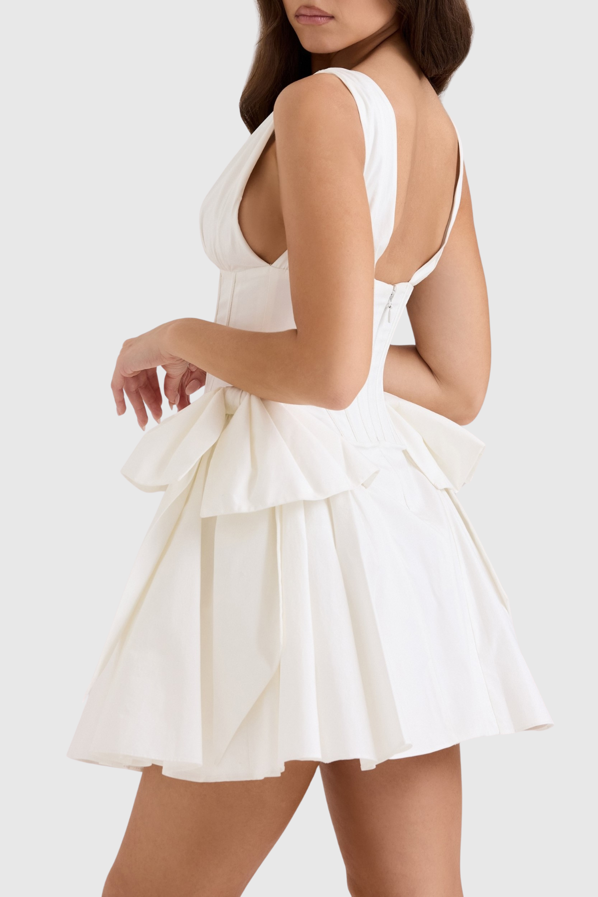 Celyn Corset Bow Embellished Mini Dress - White
