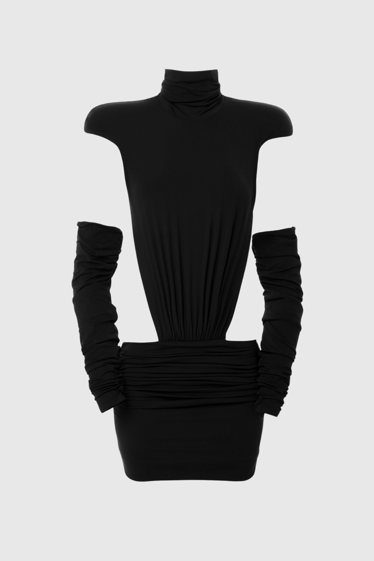Cezara High Neck Backless Ruch Mini Dress