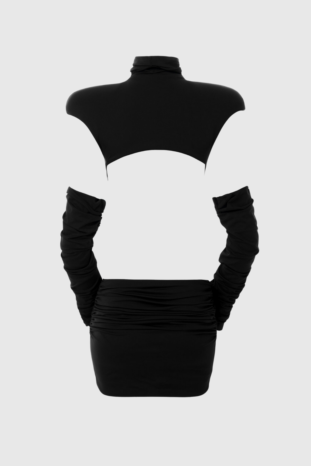Cezara High Neck Backless Ruch Mini Dress