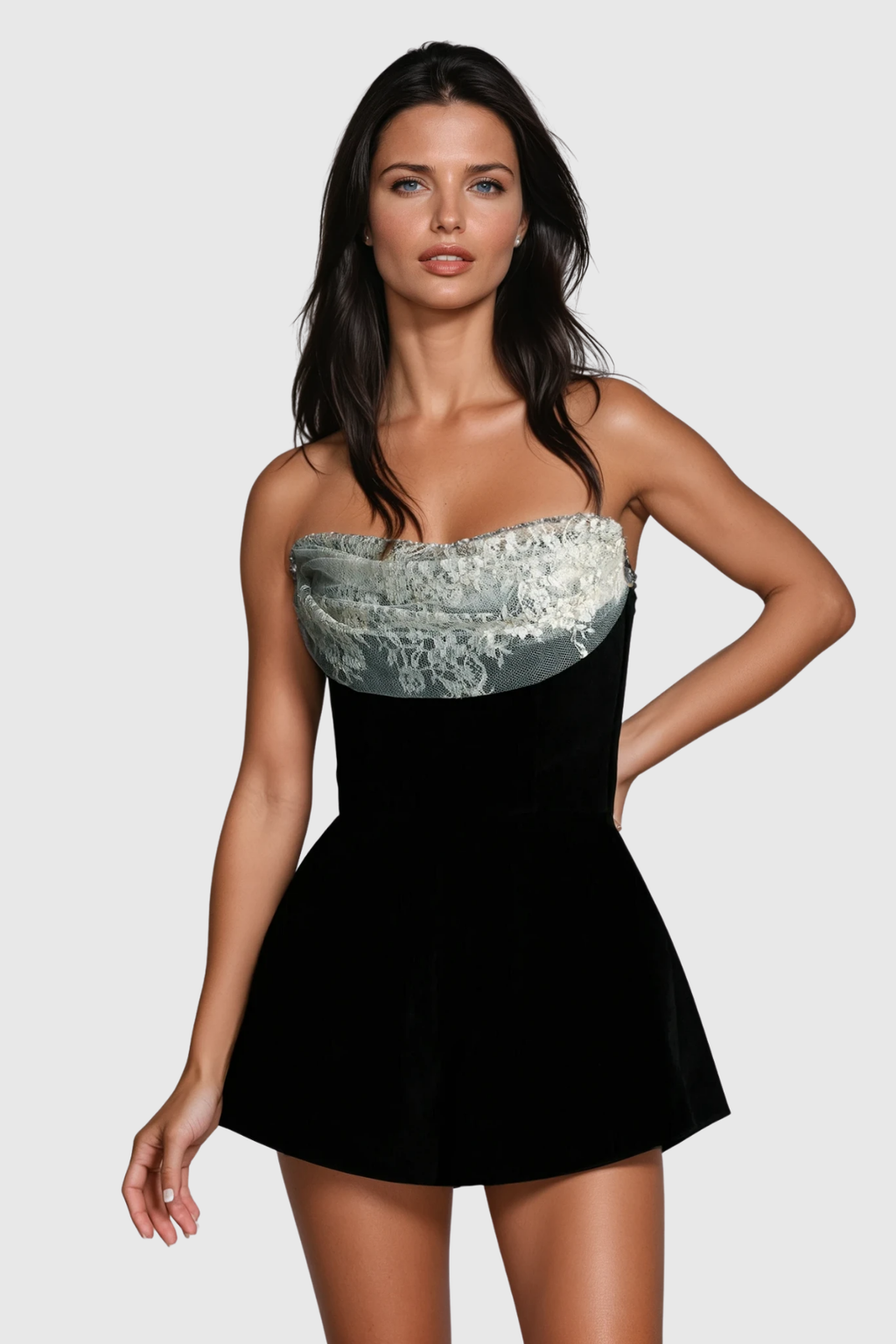 Claretta Strapless Lace Mini Dress