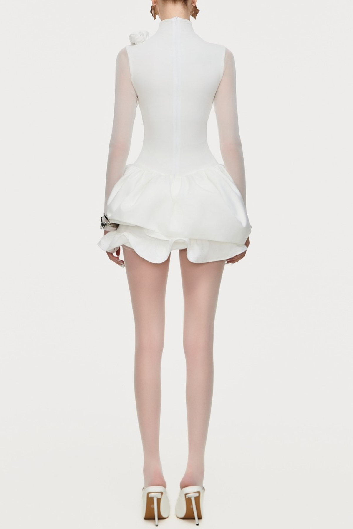 Cristiano Flower Appliqu¨¦ Long Sleeve Mini Dress