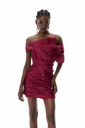Daniella One Shoulder Asymmetric Ruch Mini Dress