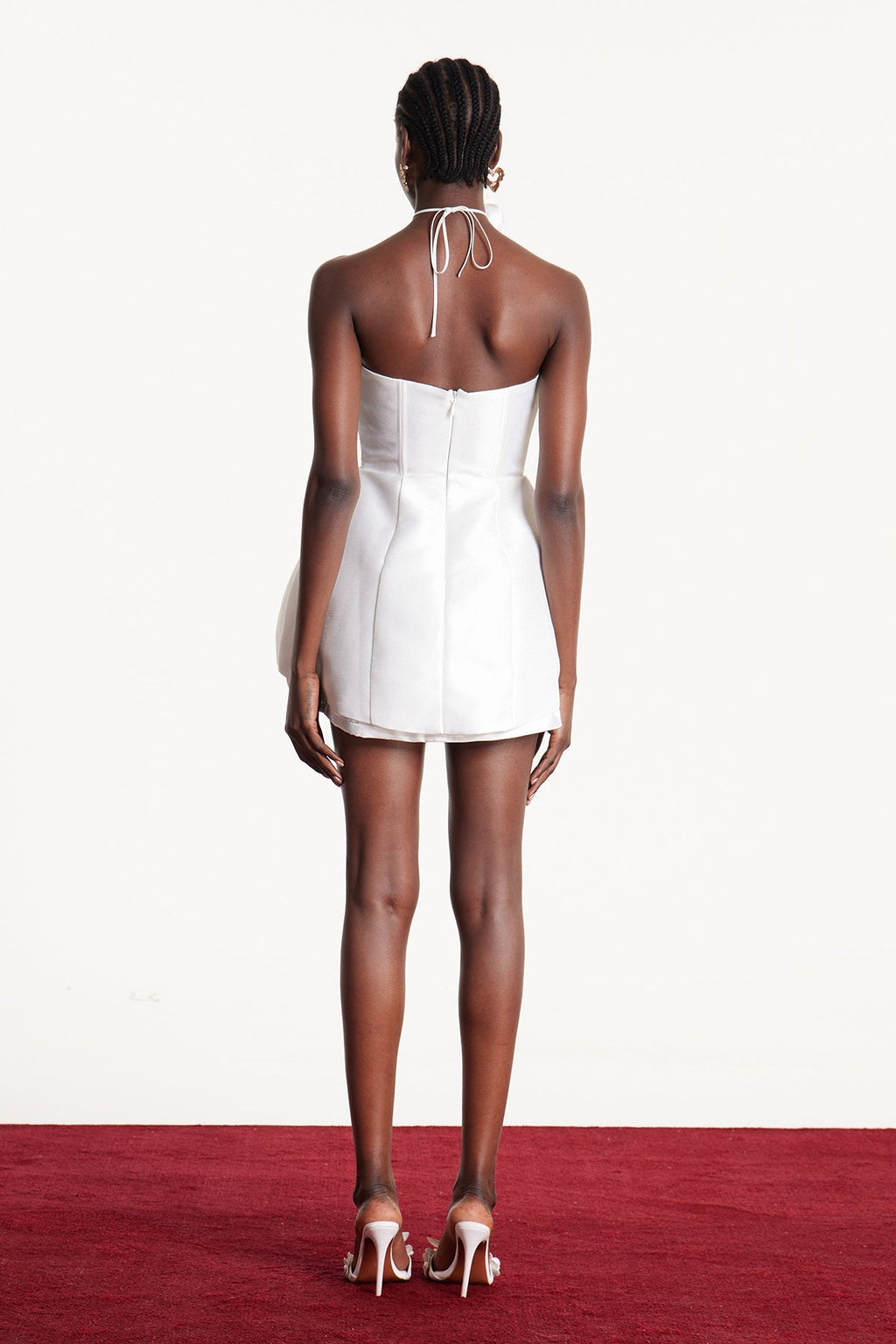 Danni Strapless Flower Bodycon Mini Dress In White