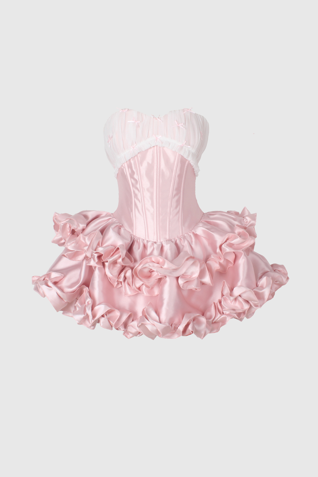 Daxton Strapless Corset Puffy Mini Dress In Pink