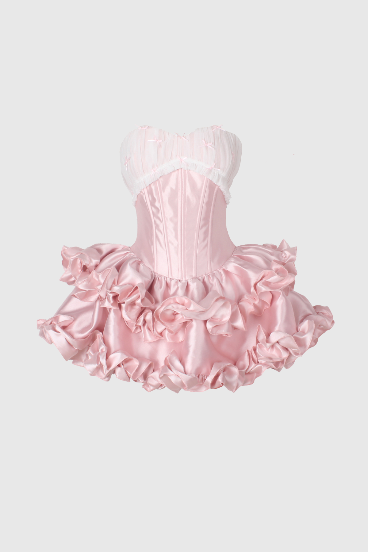 Daxton Strapless Corset Puffy Mini Dress In Pink