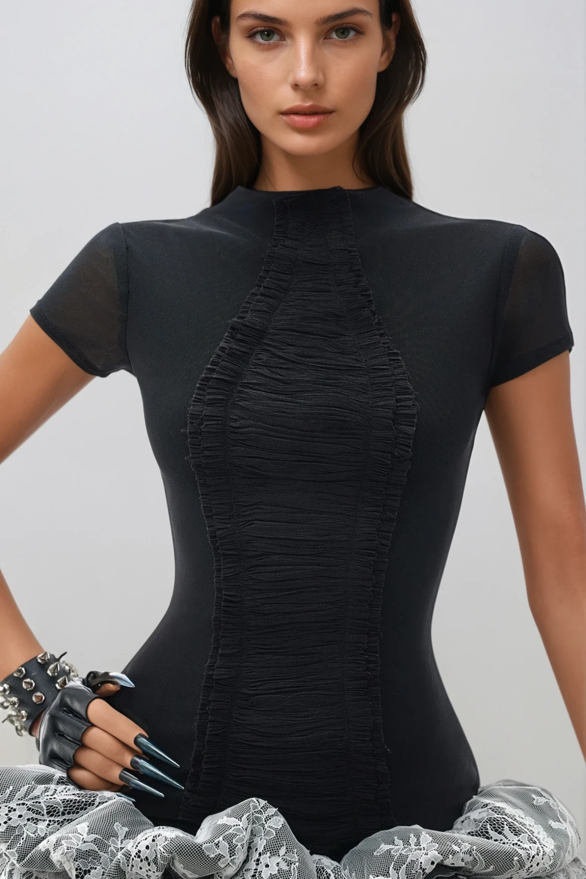 Deonte Ruch Lace Puffy Mini Dress