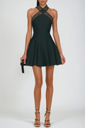 Dino Cutout Halter Neck Mini Dress
