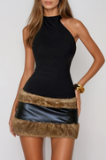Djehutimesu Tank Top Faux Fur Mini Dress