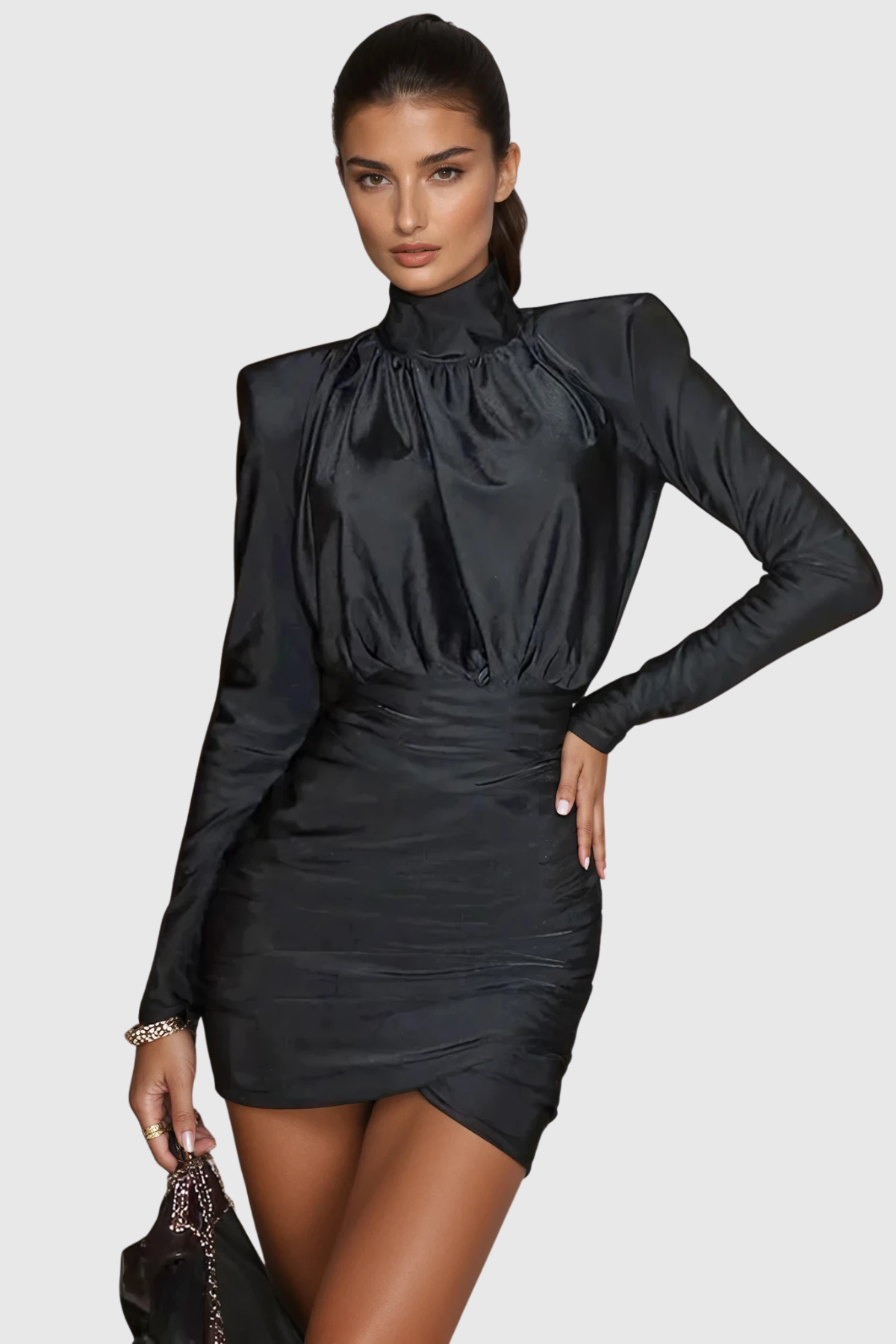 Dominick Long Sleeve Ruch Mini Dress
