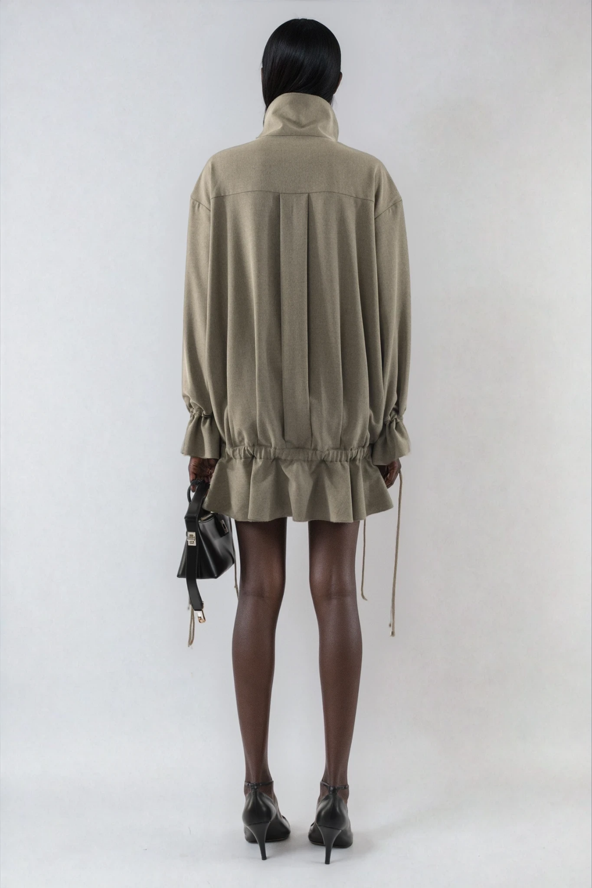 Don Funnel Neck Ruffle Mini Dress