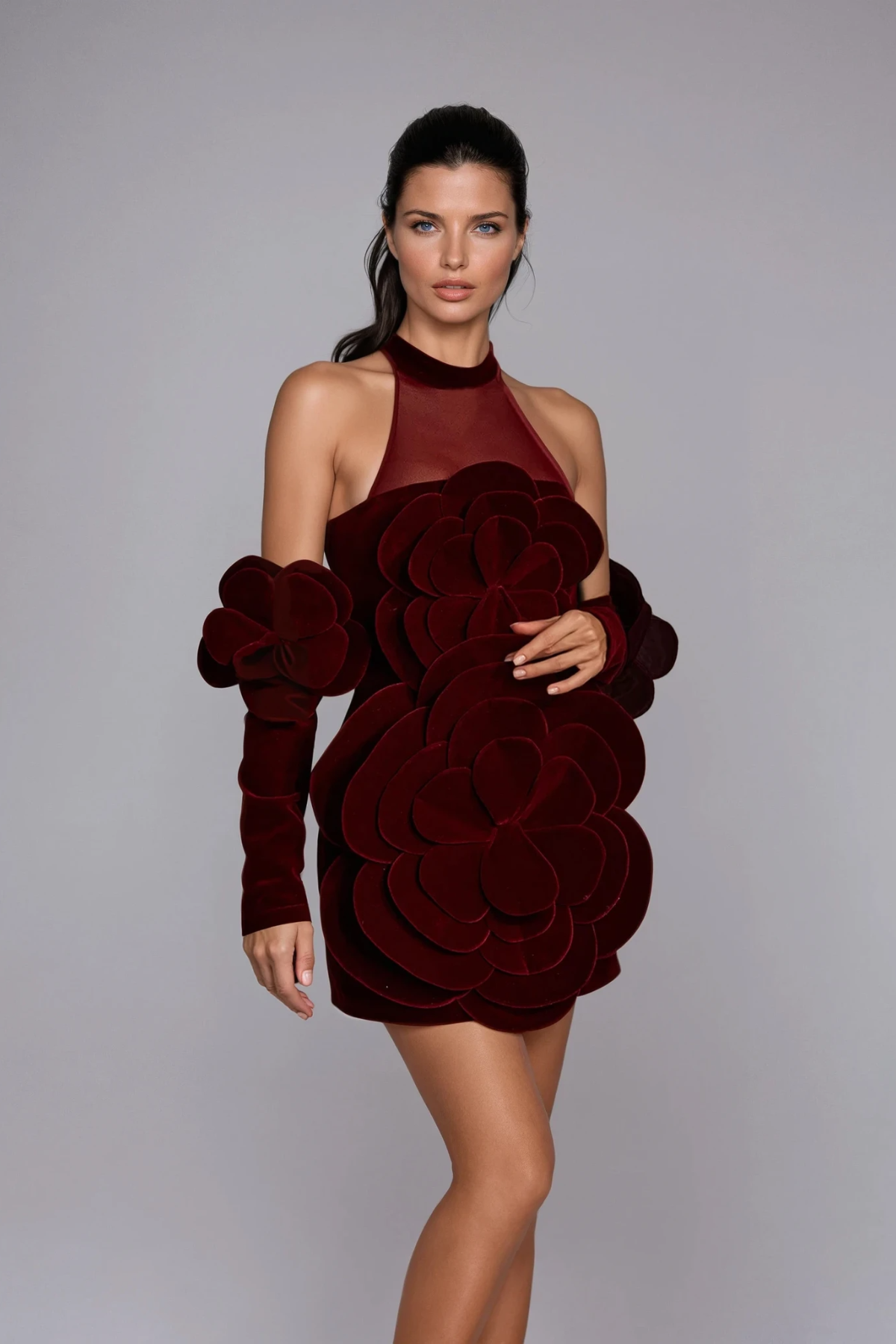 Donat Flower Velvet Mini Dress