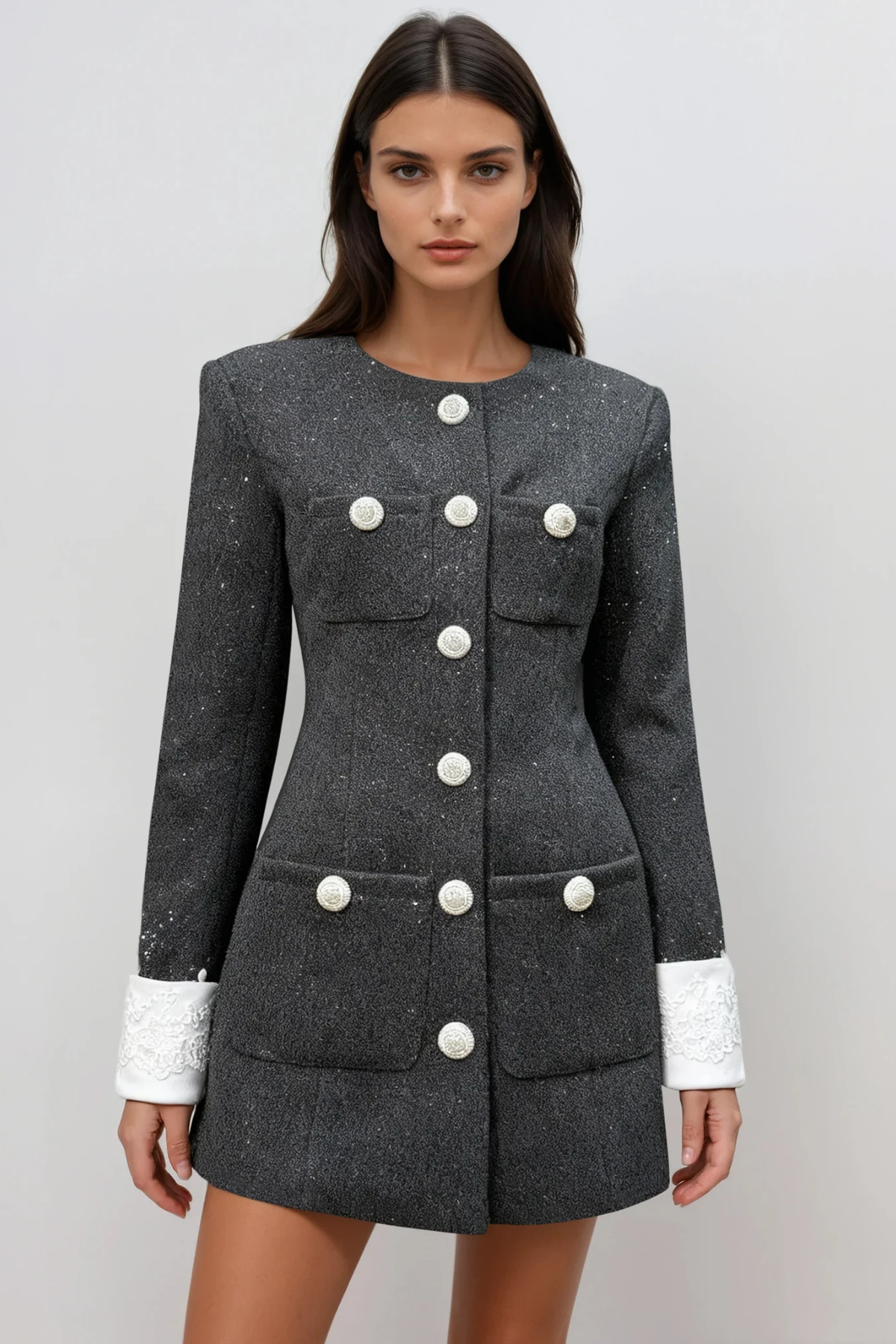 Doran Embroidered Rhinestone Mini Dress