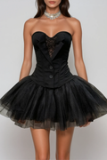 Dorean Strapless Lace Up Puffy Mini Dress