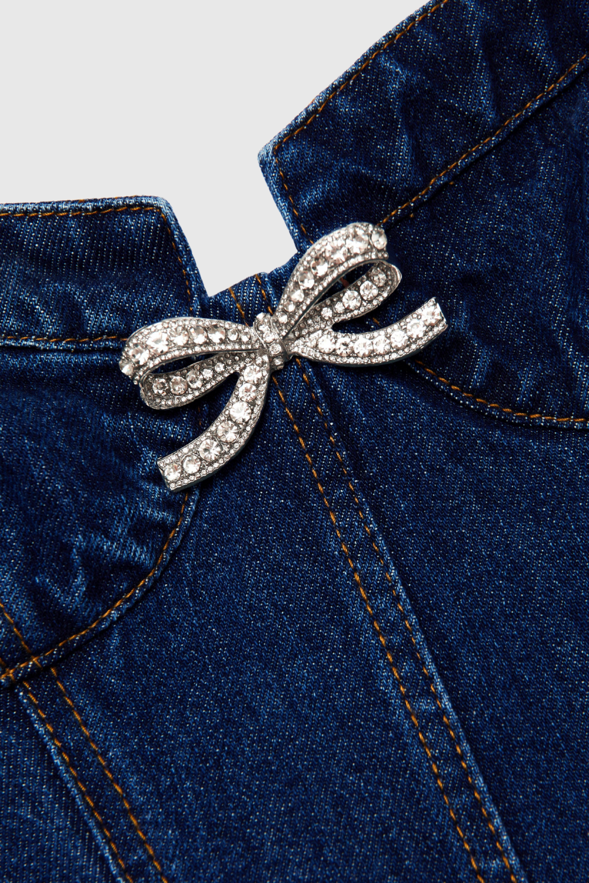 Dorofey Embellished Ruffle Denim Mini Dress