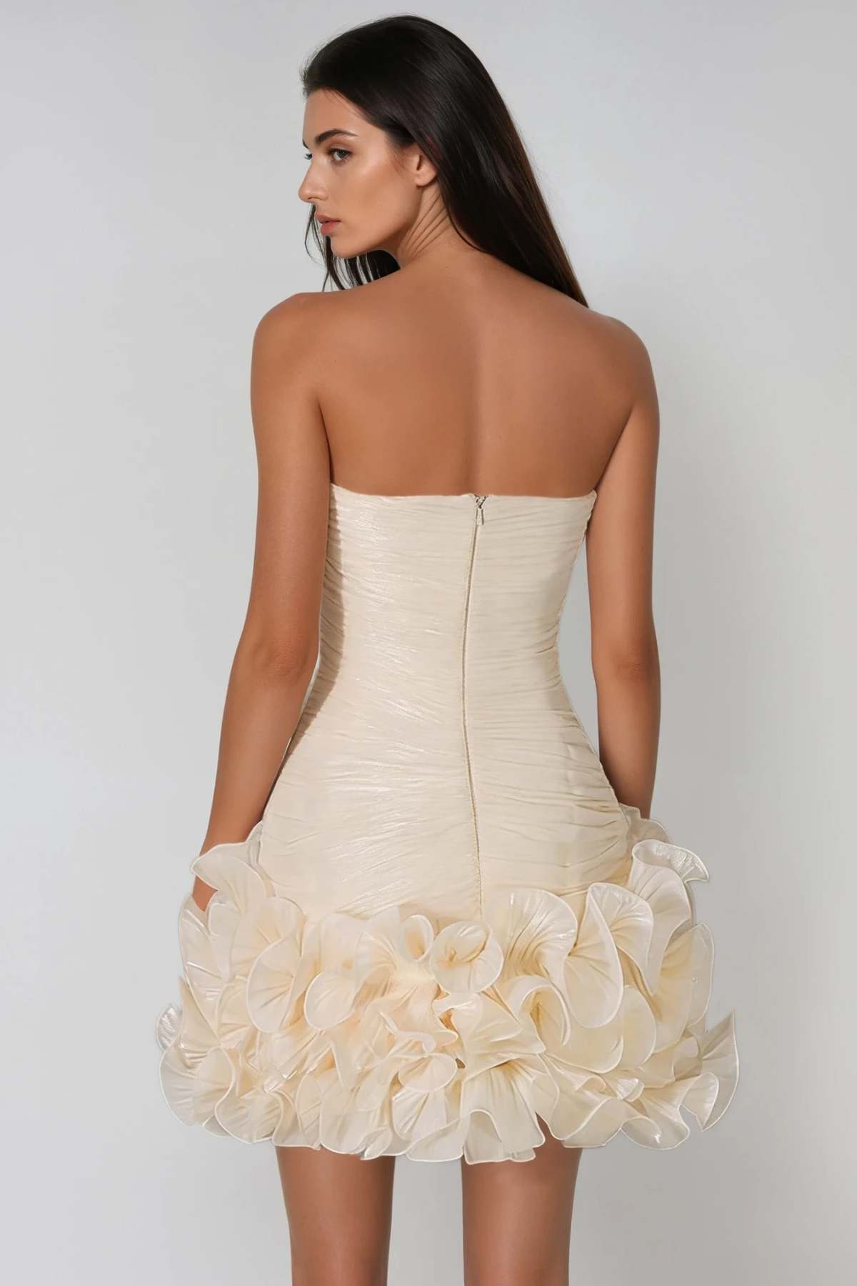 Drahuse Strapless Ruch Puffy Mini Dress