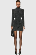 Duaa High Neck Rhinestone Mini Dress