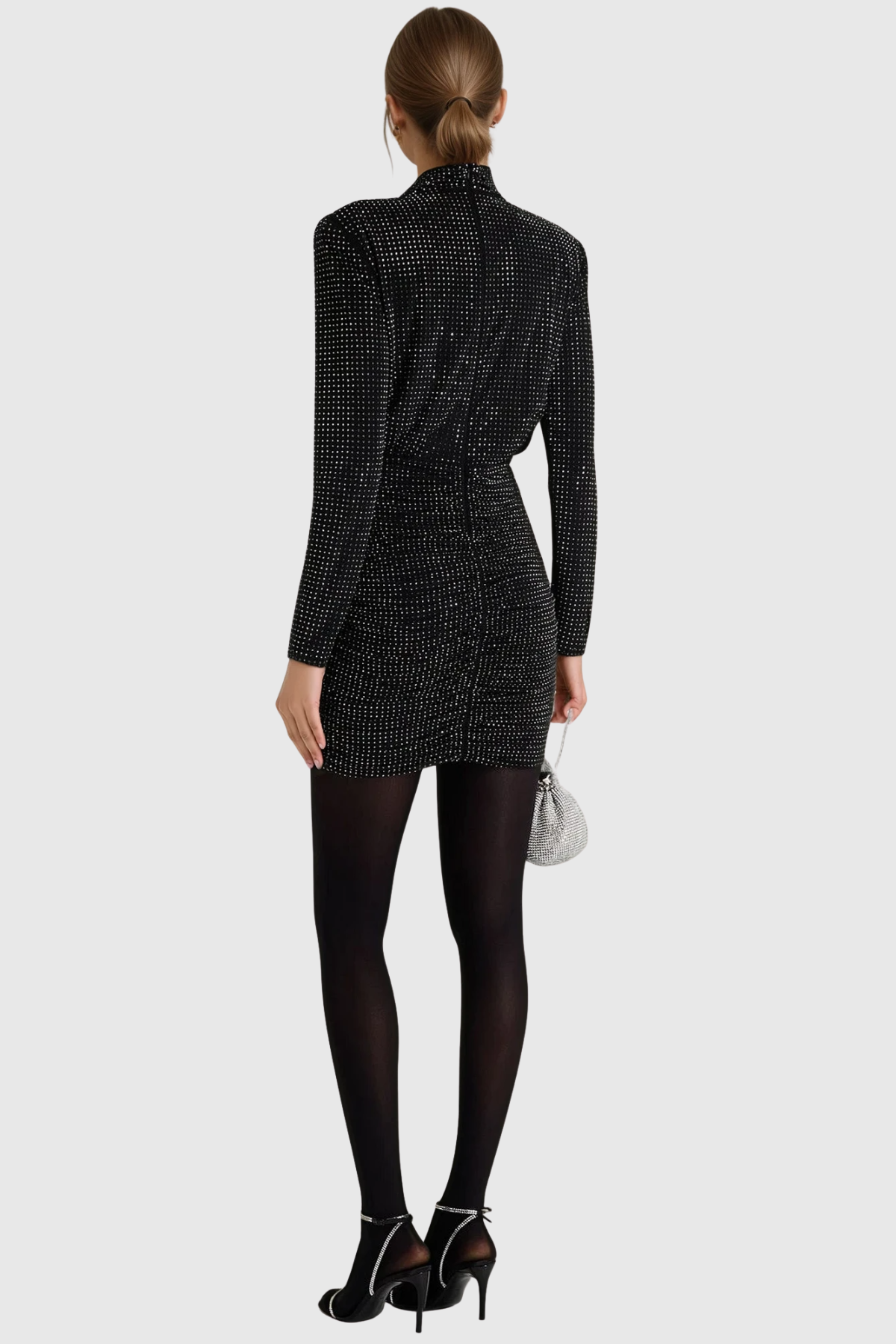Duaa High Neck Rhinestone Mini Dress