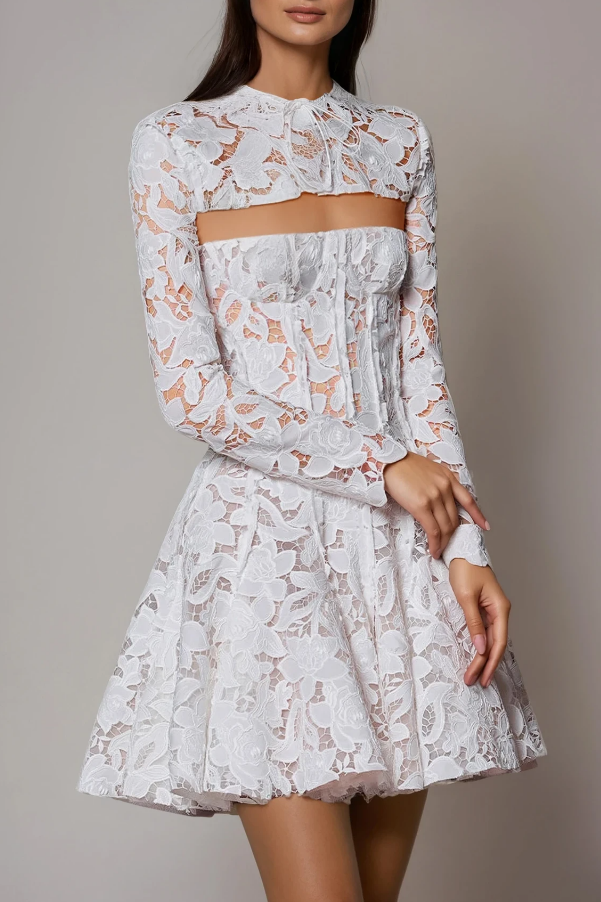 Dujam Long Sleeve Floral Mini Dress