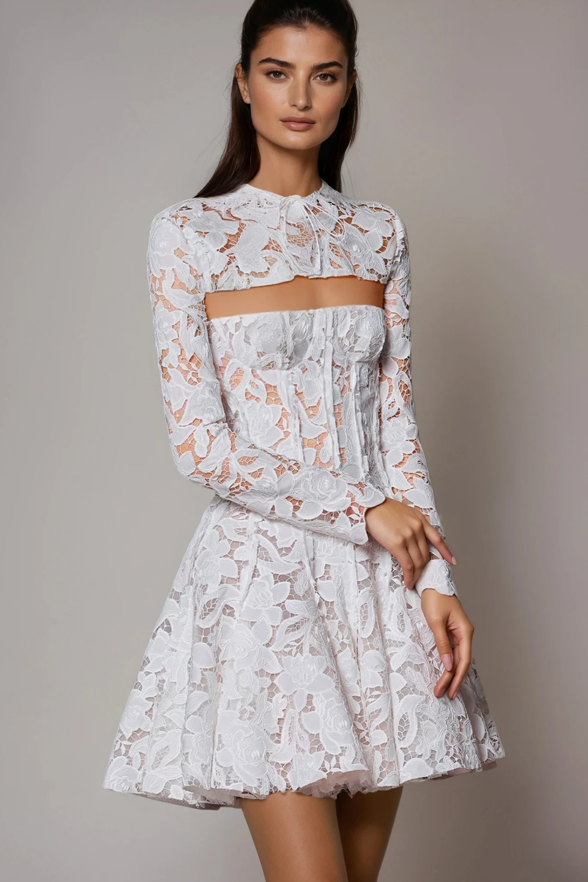 Dujam Long Sleeve Floral Mini Dress
