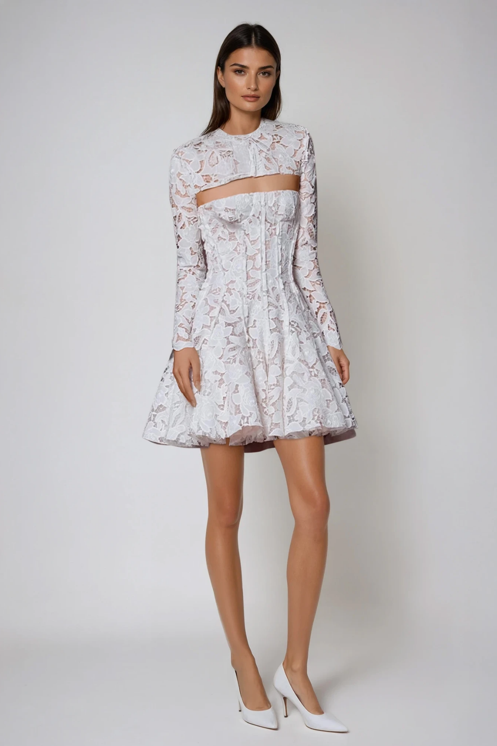 Dujam Long Sleeve Floral Mini Dress