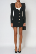 Duke Deconstruct Button Mini Dress