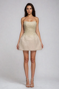 Dzhabrail Strapless Embellished Mini Dress